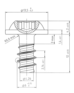 Wkręt do tworzywa 6x12 A2 Wkręt na Torx